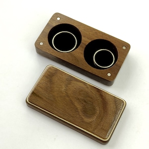 Wooden wedding ring holder from walnut wood. Wood ring box for engagement . Custom wooden ring box proposal.