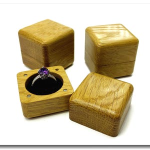 Wood engagement ring box from oak for proposals. High quality wooden ring case. Rustic ring holder for ring bearer.