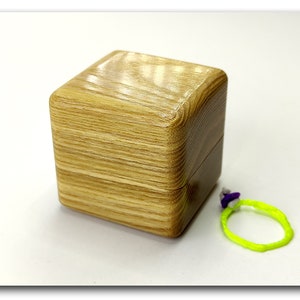 Handmade wood engagement ring box for proposals from ash wood. Luxury ring bearer box for wedding. Unique gift for her.