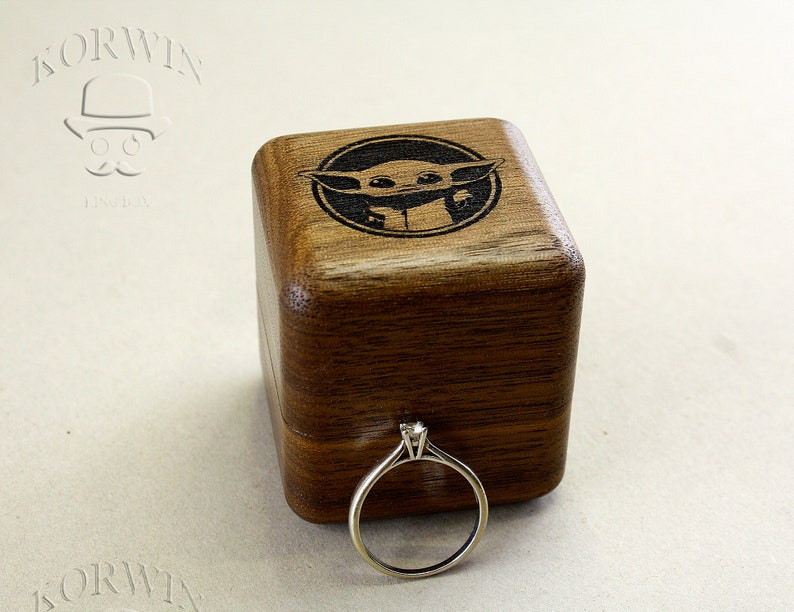 Baby Yoda Wooden ring box Engagement ring box Wedding ring box Etsy