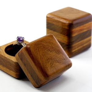 Unique wooden ring box.  Luxury ring bearer box for wedding. Elegant engagement ring box for proposal.