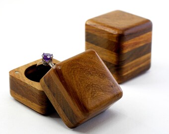 Unique wooden ring box.  Luxury ring bearer box for wedding. Elegant engagement ring box for proposal.