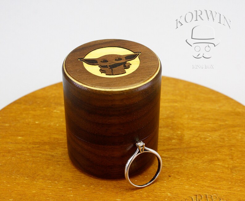 Baby Yoda wooden engagement ring box Wedding ring box Jewelry Etsy