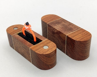 Ring bearer box for wedding. Wooden ring holder engagement. Unique ring box proposal.