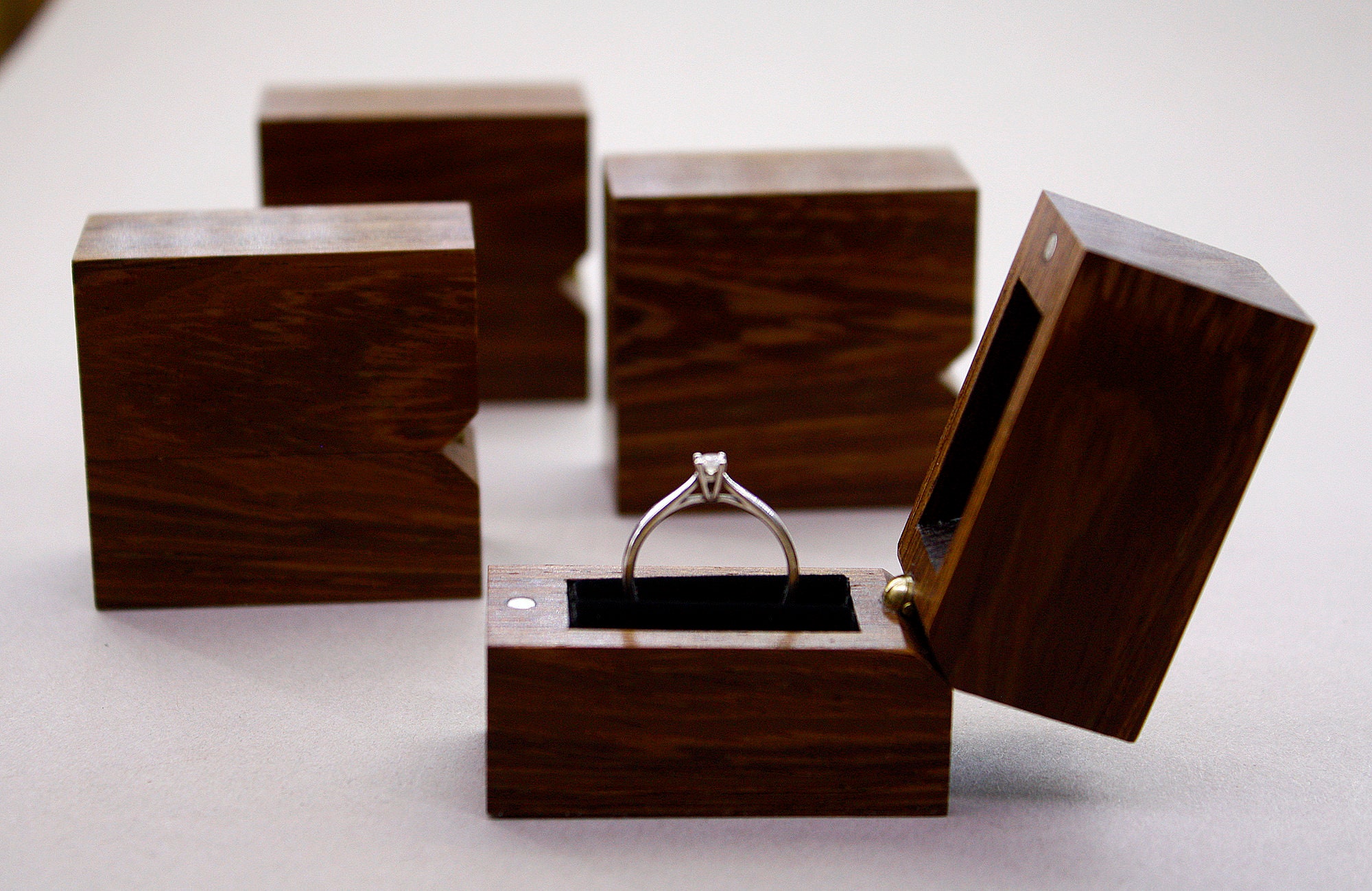 Small slim engagement wooden ring box Wedding ring box Unique Etsy