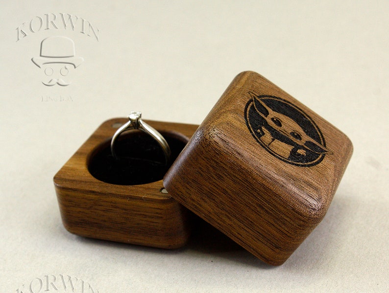 Baby Yoda Wooden ring box Engagement ring box Wedding ring box Etsy
