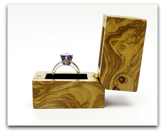 Wooden engagement ring box for proposals. Luxury wedding ring box  . Unique anniversary gift .