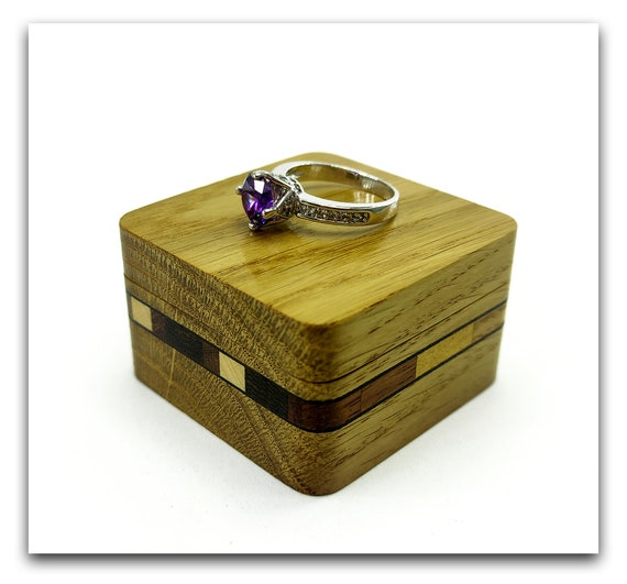 Wood engagement ring box from oak for High quality wooden  wedding ring Rustic ring holder for ring