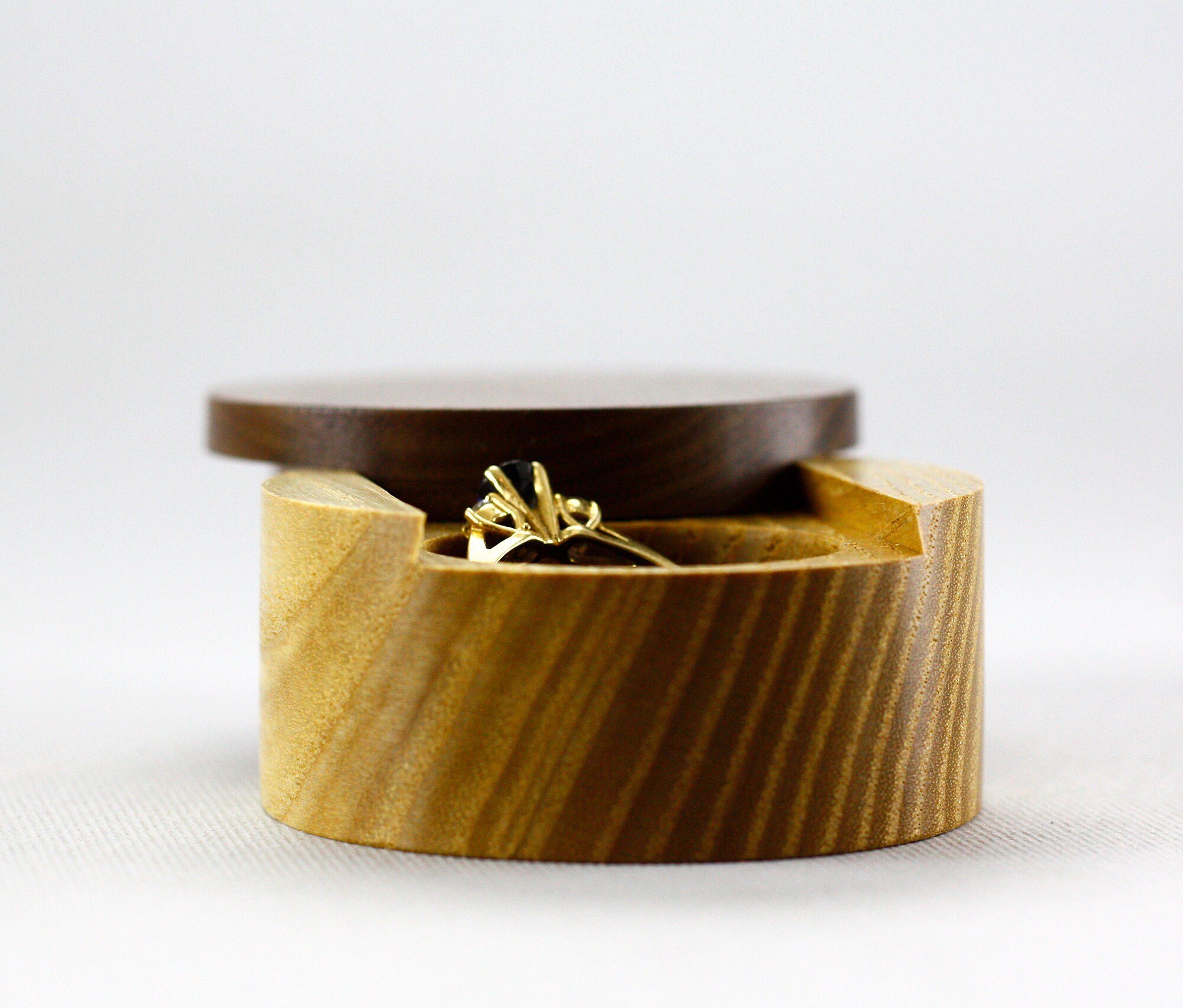 Round wooden sliding ring box storage wood ring box Etsy