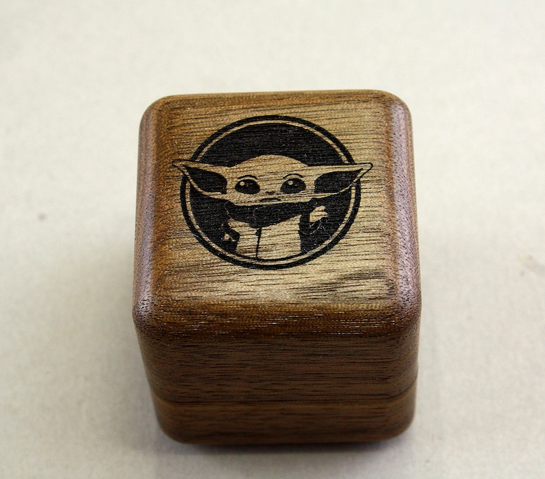 Baby Yoda Wooden ring box Engagement ring box Wedding ring box Etsy