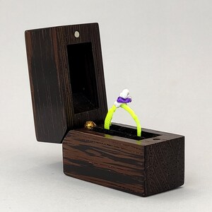 Black engagement ring box for proposal. Wooden Luxury wedding ring box. Unique wooden ring holder.