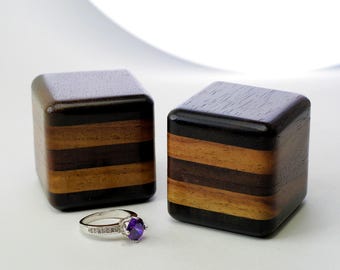 Unique wooden ring box. Elegant engagement ring box for proposal. Luxury wedding ring  box.