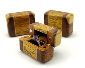 Unique wood engagement ring box. Rustic wooden ring case for proposal. Wedding ring box handmade.