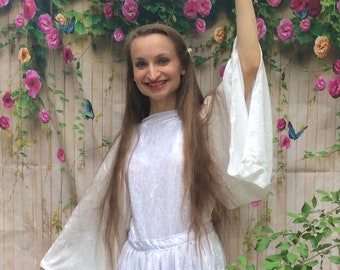 Liturgical Dance Dress Modest Flowing White Velvet Holiday Gown