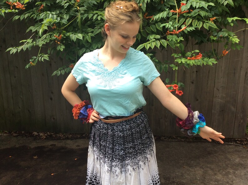 Ruffled Scarves, Matching Ruffle Cuffs and Collars, Hair Ties, Hair