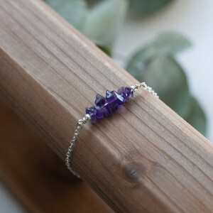 Amethyst Silver Bracelet, amethyst crystal jewelry, women's dainty bracelet, February birthday gift for sister, purple birthstone bracelet image 6