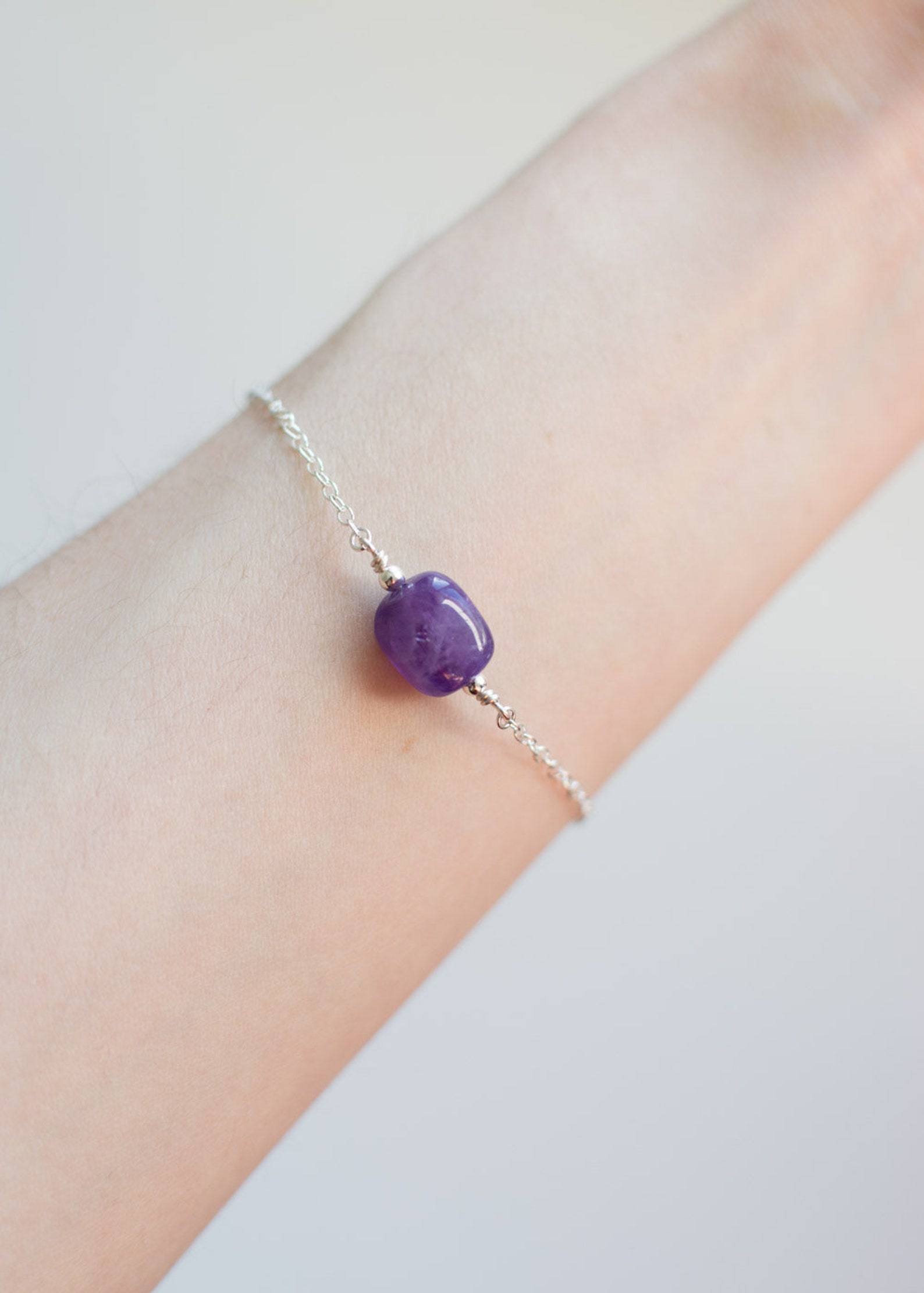 Sterling Silver Amethyst Bracelet Genuine Amethyst Jewellery Etsy