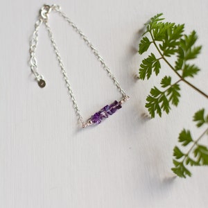 Amethyst Silver Bracelet, amethyst crystal jewelry, women's dainty bracelet, February birthday gift for sister, purple birthstone bracelet image 8