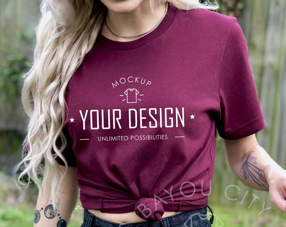 Download Free Maroon T-Shirt Mockup Bella Canvas T-Shirt Mockup (PSD) - New Download Template Mockup T ...