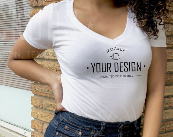 Download White V Neck T-Shirt Mockup PSD - Free 751965+ PSD Mockup Templates Creative Best Design for ...