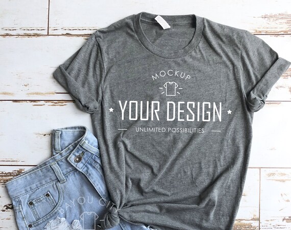 Deep Heather Grey T-Shirt Mockup Bella Canvas Deep Heather Grey T-Shirt Mockup Bella Canvas