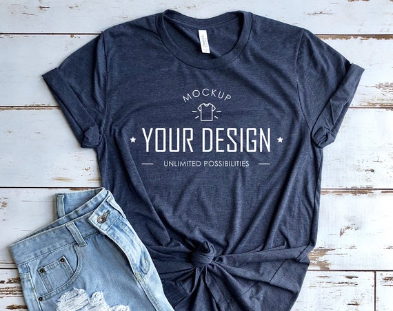 Heather Navy T-Shirt Mockup Bella Canvas T-Shirt Heather Navy T-Shirt Mockup Bella Canvas T-Shirt