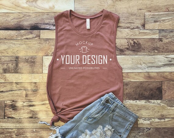 Bella  Canvas Mauve Flowy Muscle Scoop Mockup