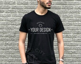 Download Black T Shirt Mock Up Men S T Shirt Mock Up T Shirt Mockup Bella Canvas 3001 Mock Up Product Model Man Shirt Mockup Free Photoshop Psd Mockups Template