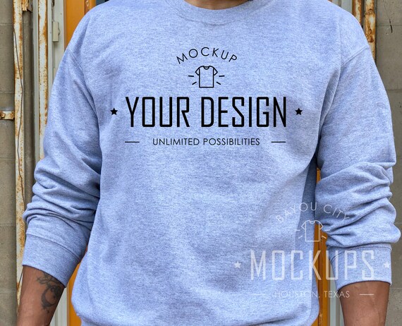 Sport Grey SweaT-Shirt Mockup Gildan SweaT-Shirt Mockup