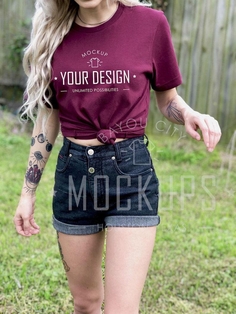 Download Maroon T-Shirt Mock-up Bella Canvas T-Shirt Mock-up | Etsy
