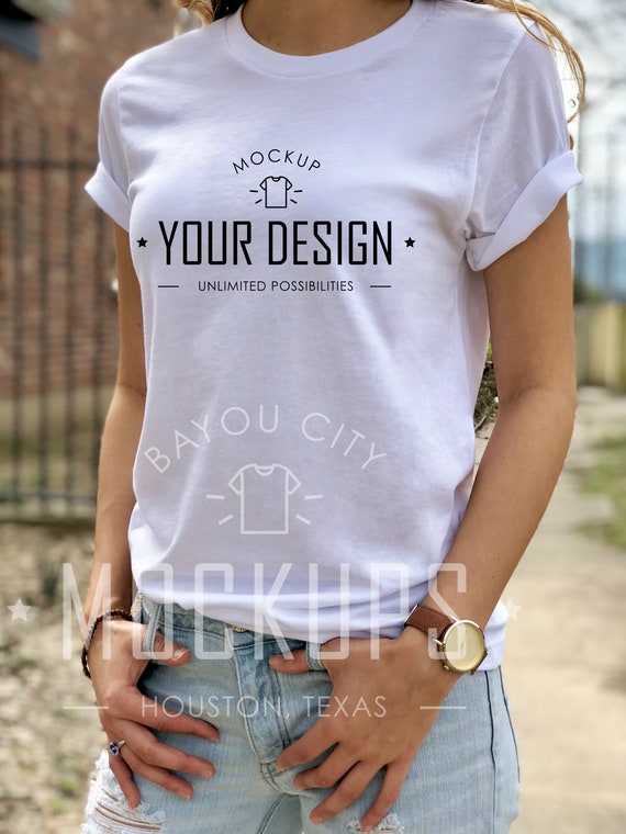 Download White T Shirt Mock Up Bella Canvas T Shirt Mock Up Etsy PSD Mockup Templates