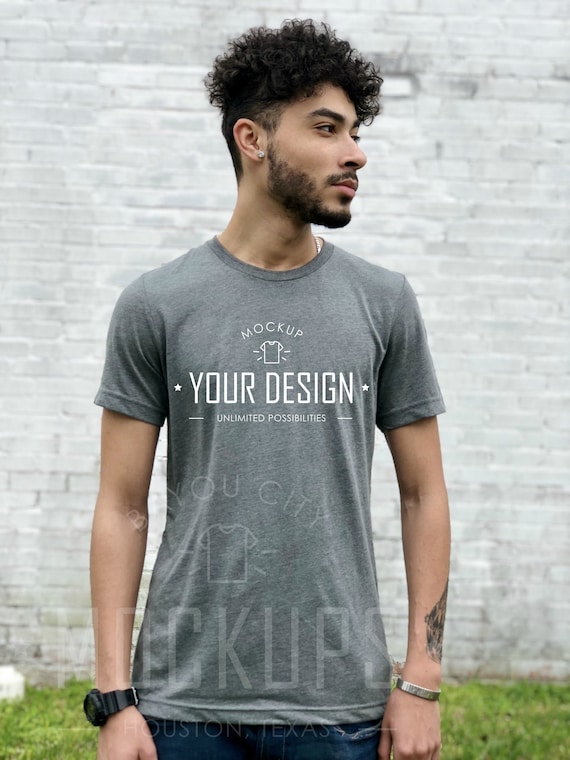 Deep Heather 3001 T Shirt Mock Up Bella Canvas T Shirt Etsy
