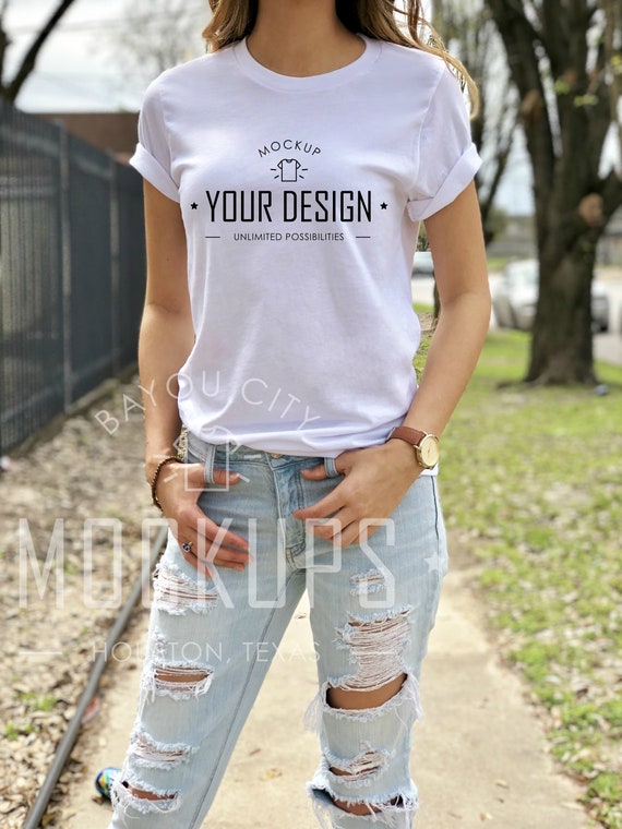 Download White T Shirt Mock Up Bella Canvas T Shirt Mock Up Etsy
