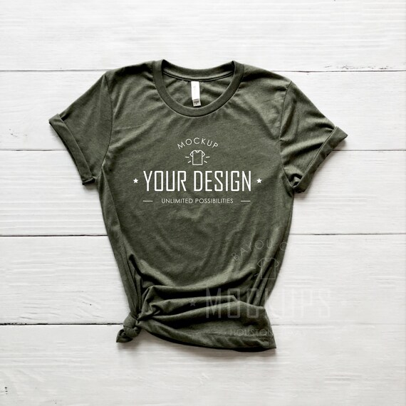 Download Heather Olive 3001 T-Shirt Mock-up Bella Canvas T-Shirt | Etsy