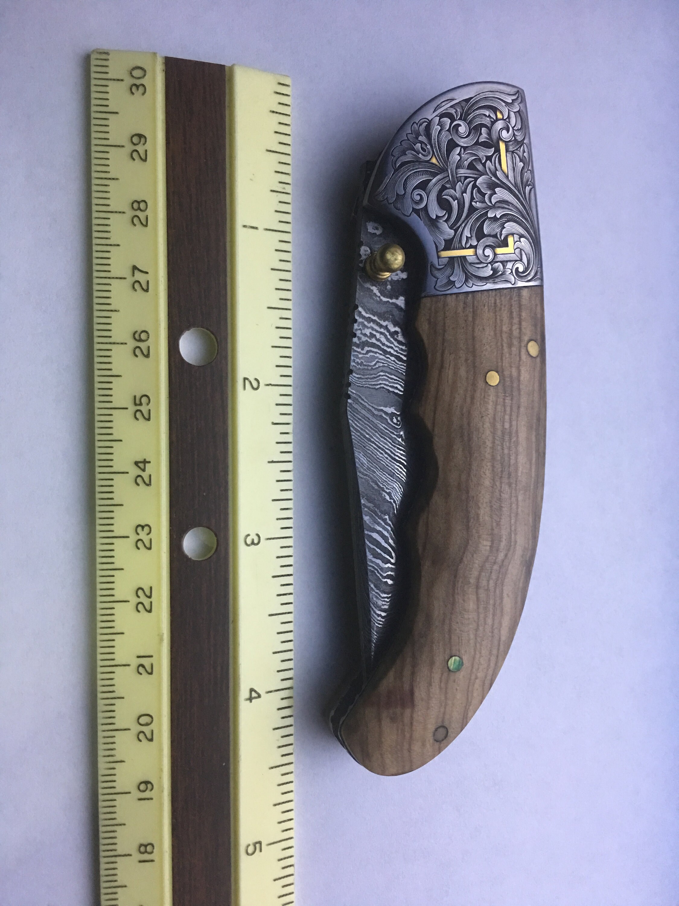 Hand Engraved 24 Karat Gold Inlayed Scroll Filigree Folding Hunter ...