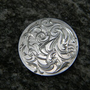 Hand Engraved Flowing Scroll Design Sterling Silver Pendant/Disc image 3