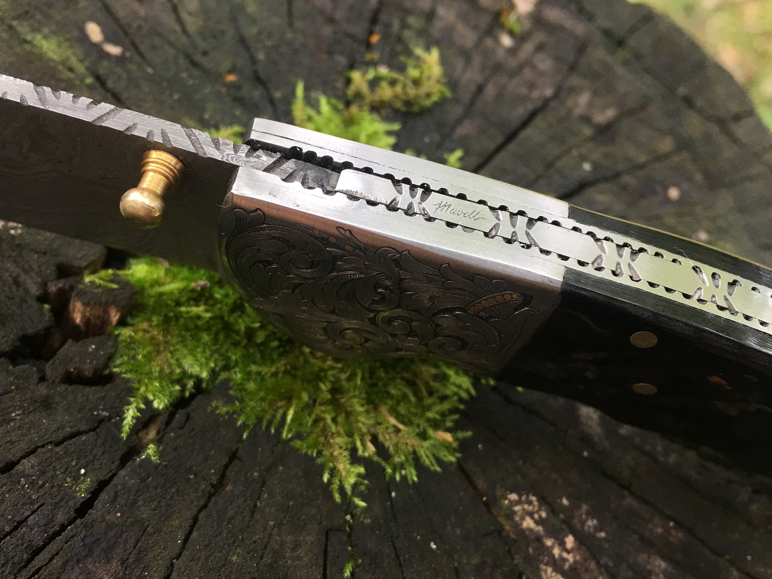 Hand Engraved 24 Karat Gold Inlayed Scroll Filigree Folding Hunter ...