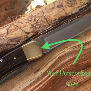 Custom Hand-Engraved Inked Flowing Scroll Buck 110 Folding Knife With Personalization Option image 10