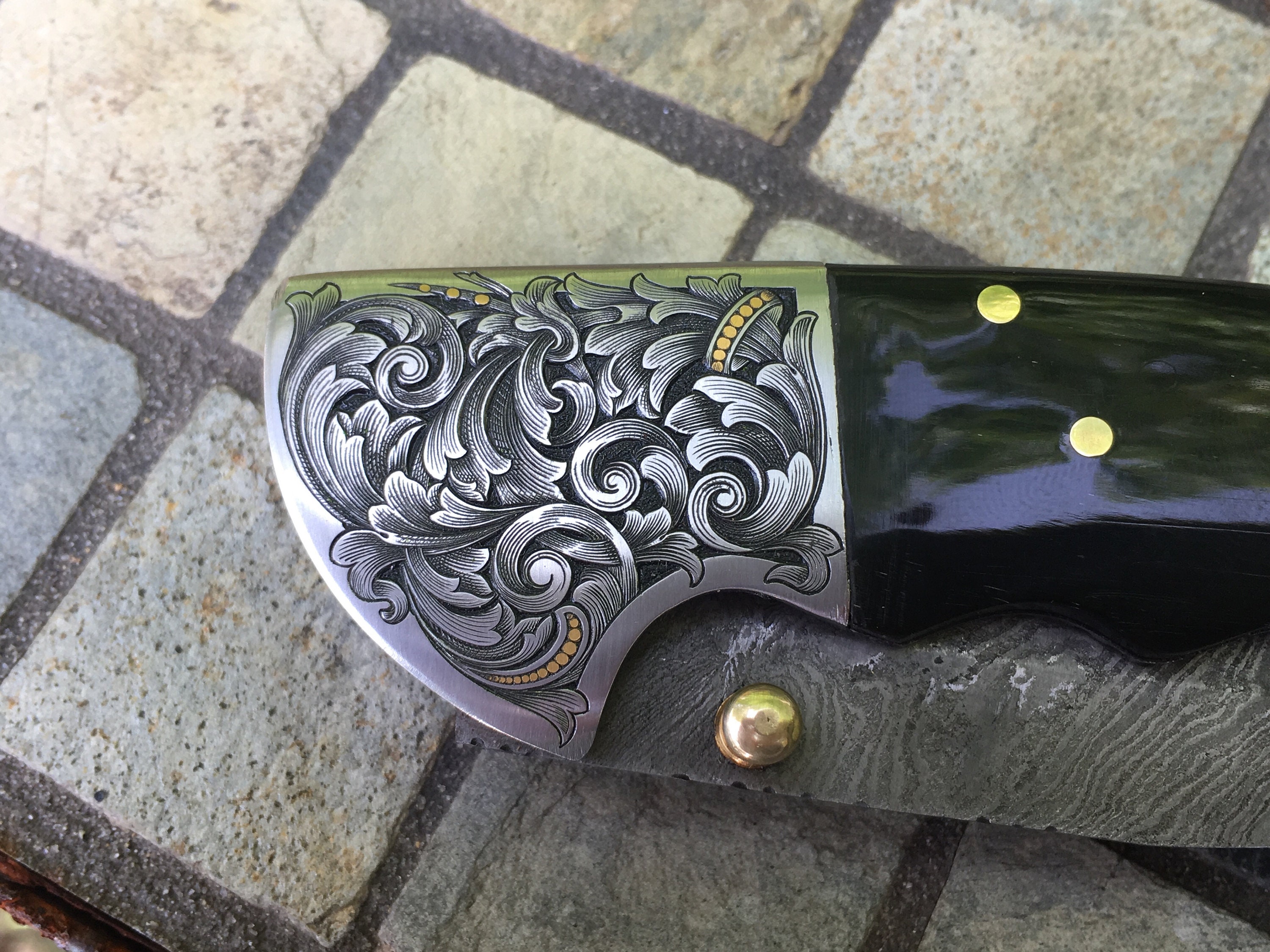 Hand Engraved 24 Karat Gold Inlayed Scroll Filigree Folding Hunter ...