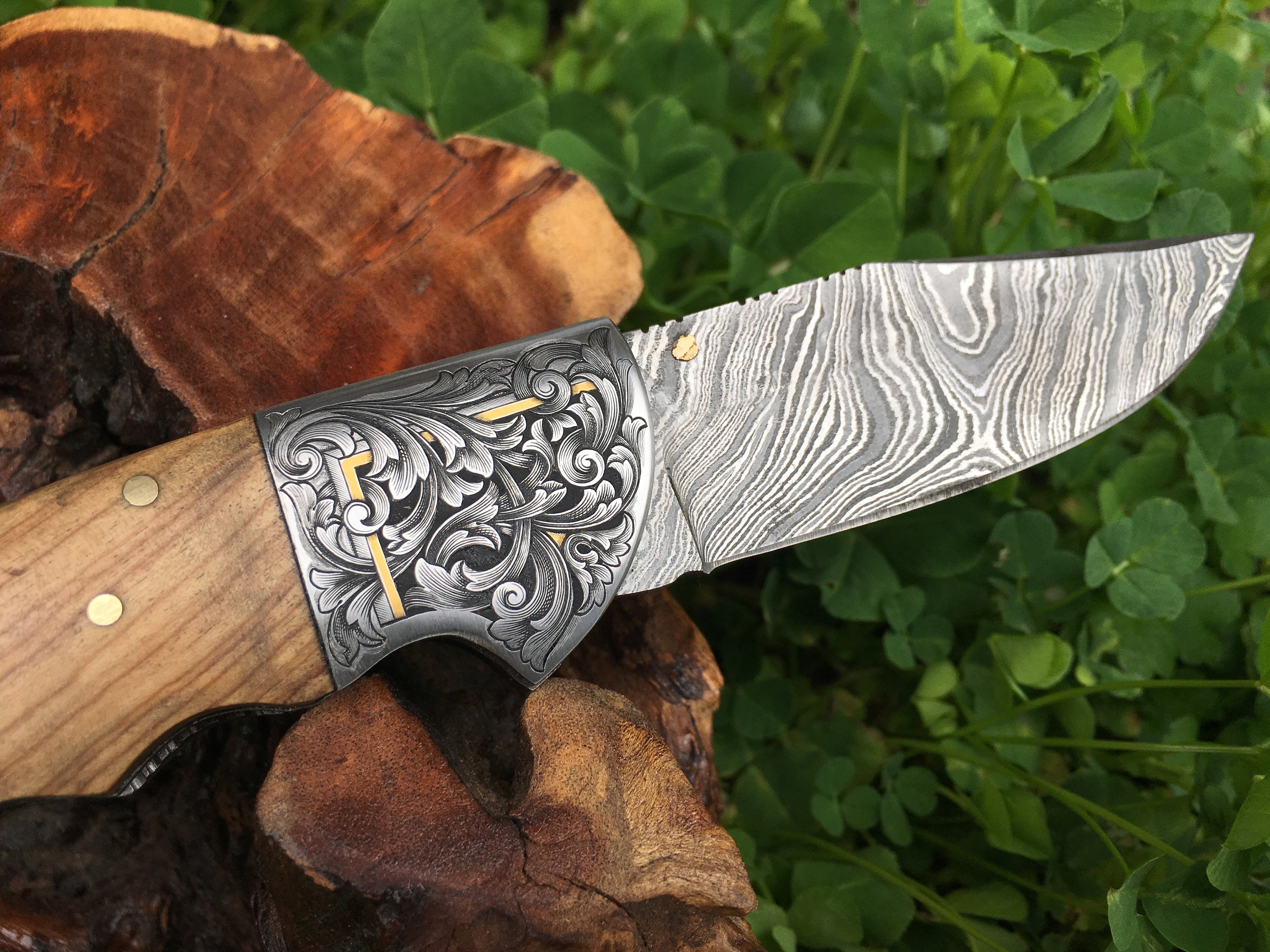 Hand Engraved 24 Karat Gold Inlayed Scroll Filigree Folding Hunter ...