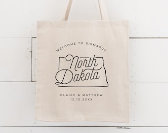 North Dakota Custom Wedding Welcome Canvas Tote Bag