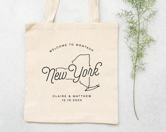 New York Personalized Wedding Welcome Canvas Tote Bag