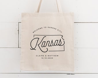 Kansas Personalized Wedding Welcome Canvas Tote Bag