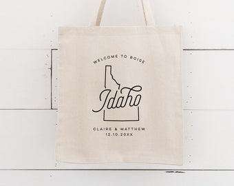Idaho Personalized Wedding Welcome Canvas Tote Bag