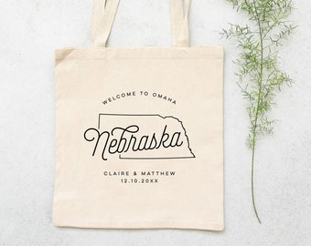 Nebraska Personalized Wedding Welcome Canvas Tote Bag