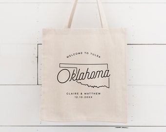 Oklahoma Personalized Wedding Welcome Canvas Tote Bag