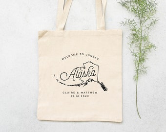 Alaska Custom Wedding Welcome Canvas Tote Bag