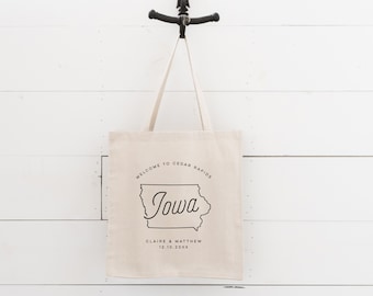 Iowa Customized Wedding Welcome Canvas Tote Bag