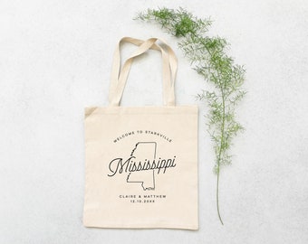 Mississippi Personalized Wedding Welcome Canvas Tote Bag