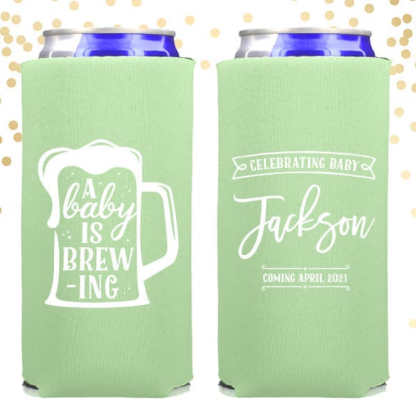 Baby Shower a Baby is Brewing Slim Can Cooler for Seltzers